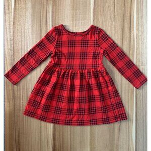 Cat & Jack Girls Toddler Red & Black Plaid Long-Sleeve Dress Size 5T